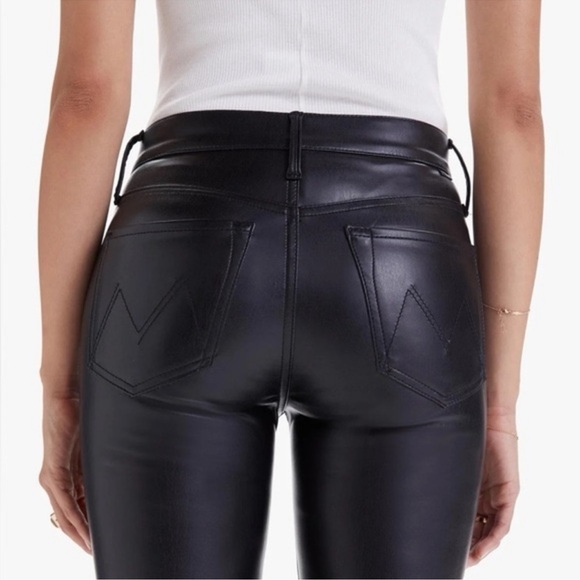 Mother The Insider Ankle Black Faux Leather Wax On Wax Off Pants - Picture 6 of 11